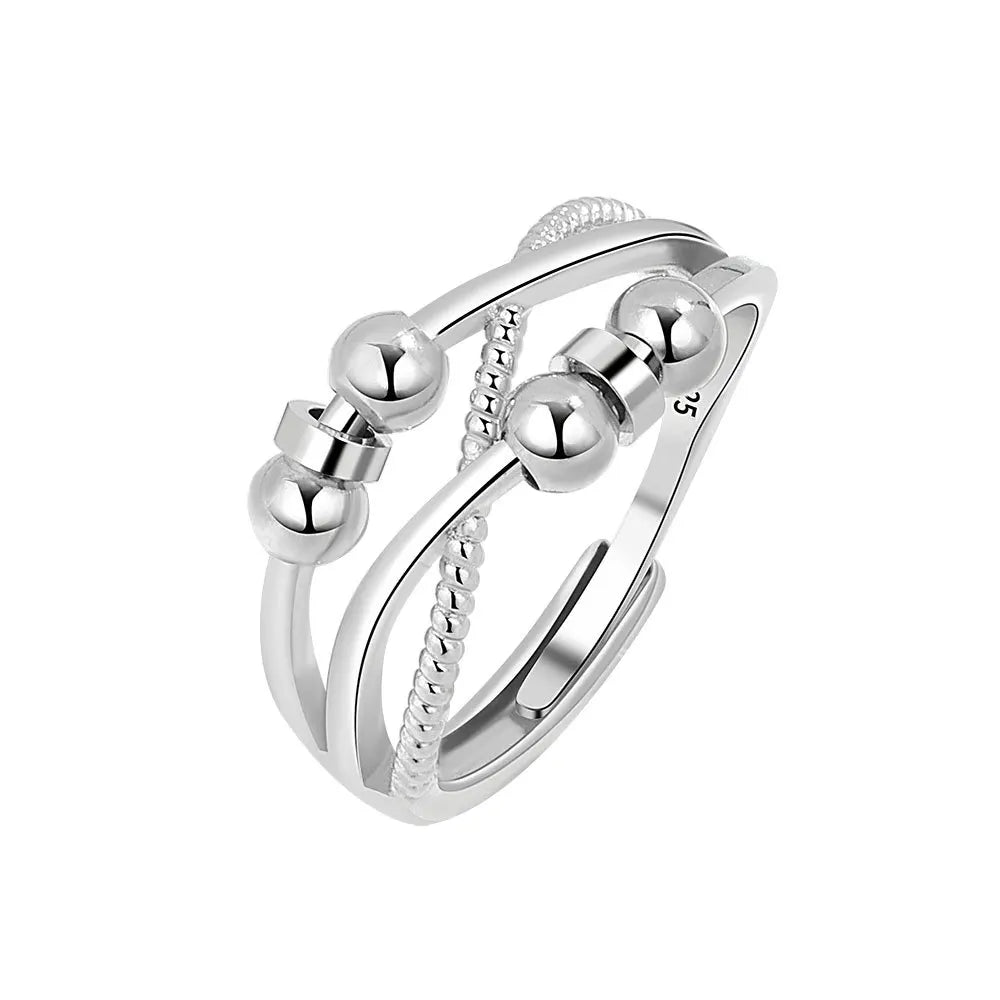 Anti Stress Anxiety Silver Ball Rings 925 Women Men Spinner Fidget Rings Vintage Gold Couple Anillos Jewelry Free Shipping Gift