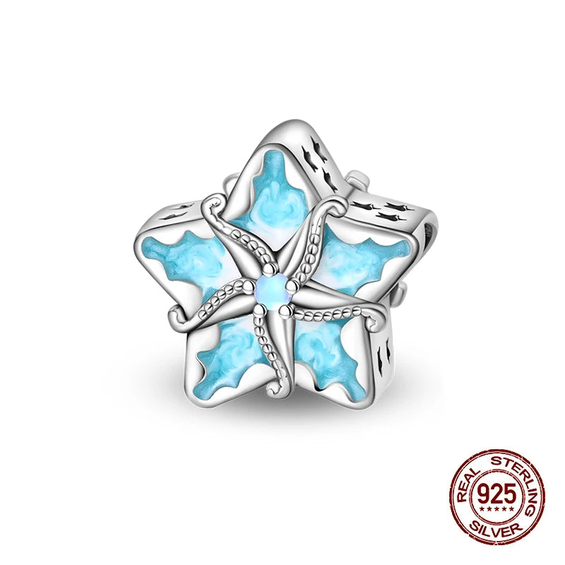 Summer 925 Sterling Silver Luminous Ocean Pendants Crab Whale Shark Charms Beads Fit 925 Original Bracelet Fine DIY Jewelry Gift