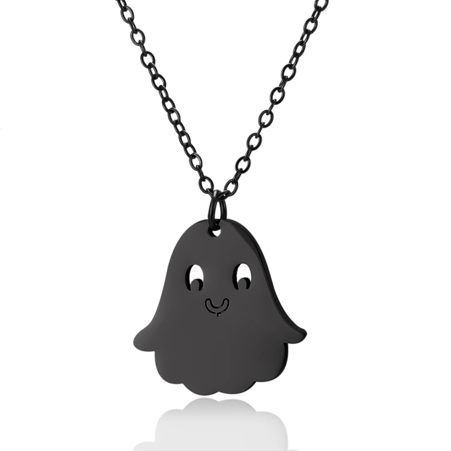 Stainless Steel Simple Personalized Ghost Pendant Necklace For Women Men Funny Pumpkin Clavicle Choker Halloween Party Jewelry