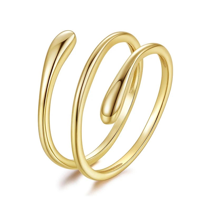 WOSTU S925 Sterling Silver Twist Open Ring For Women, Stackable Gold and Silver Spiral Ring Minimalist Jewelry Party Dating Gift