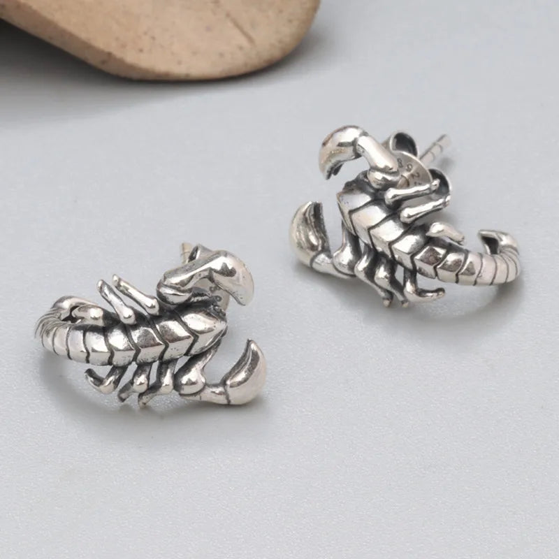 Buyee 925 Sterling Silber Einzigartige Ohrringe Ausgezeichnete Skorpion Ohrstecker für Frauen Mann Übertreibung Punk Edlen Schmuck Ohrring