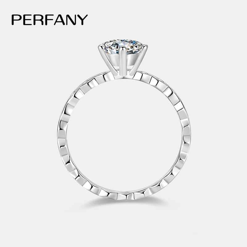 PERFANY 0.5/1CT Moissanite Ring for Women S925 Pure Silver Honeycomb Design Certified Diamond Wedding Band Luxury Jewelry - Madeinsea©