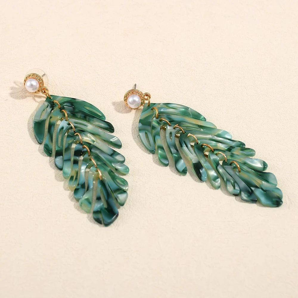 Statement Acrylic Long Earrings Fashion Trend Leaf-Shaped Drop Earring Fine Jewelry Accessories For Women Wholesale
