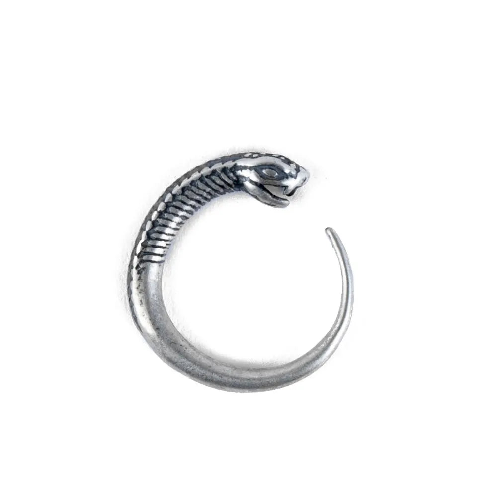 MKENDN Vintage Black 925 Sterling Silver Snake Shape Ring For Men and Women Gothic Street Hip Hop Punk Dark Jewelry