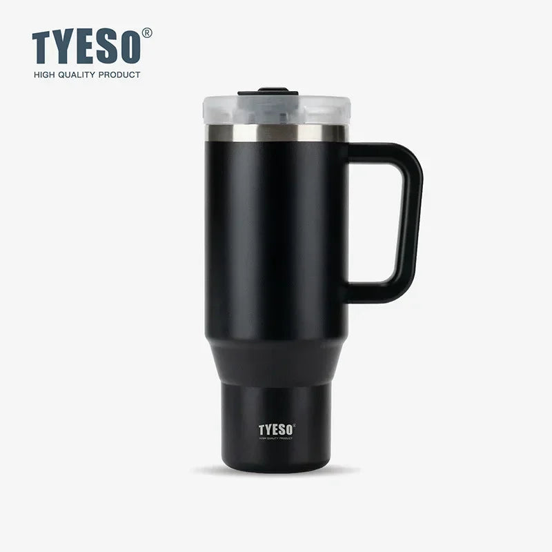 Tyeso 900/1200ml Stainless Steel Vacuum Insulated Travel Mug BPA Free Hot & Cold Coffee Tumbler with Handle Straw Tumbler Bottle