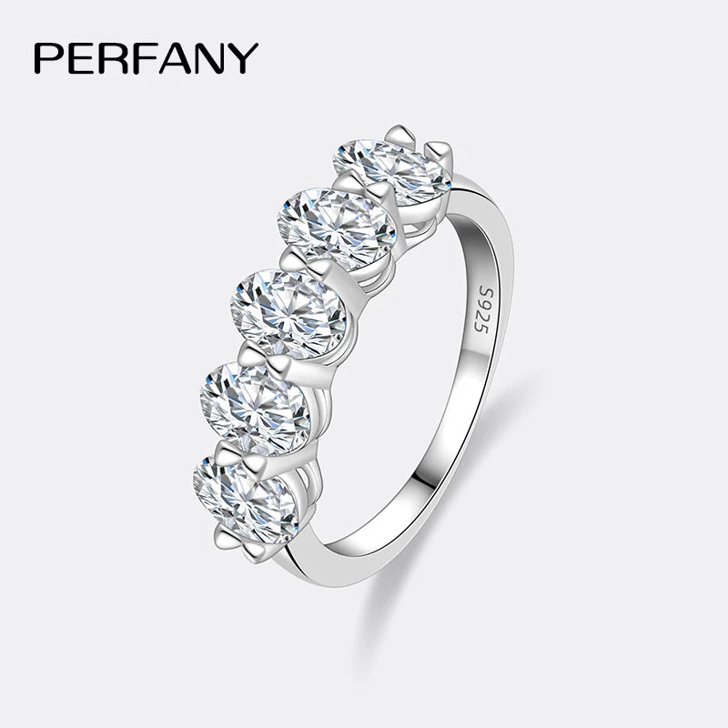 PERFANY Oval Cut Moissanite Ring for Women S925 Pure Silver 5 pieces 0.5CT Laboratory Certified Diamonds Luxury High-end Jewelry - Madeinsea©