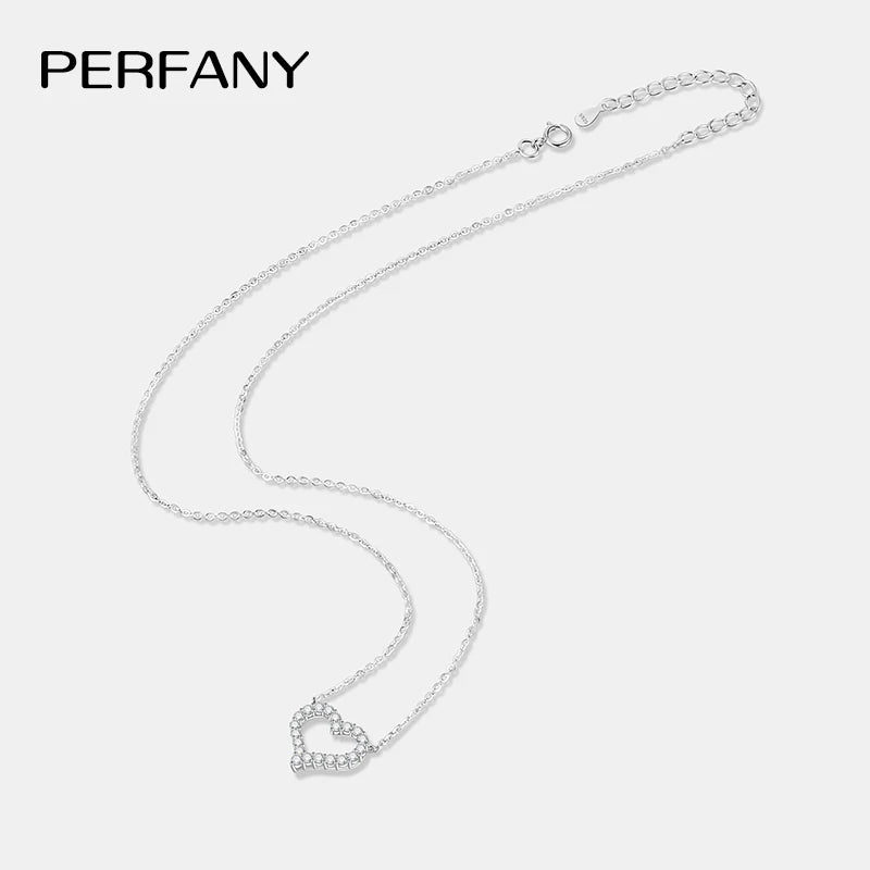 PERFANY 2CT Moissanite Necklace for Women S925 Pure Silver Heart Design Laboratory Diamond Pendant Luxury Jewelry Party Gift - Madeinsea©