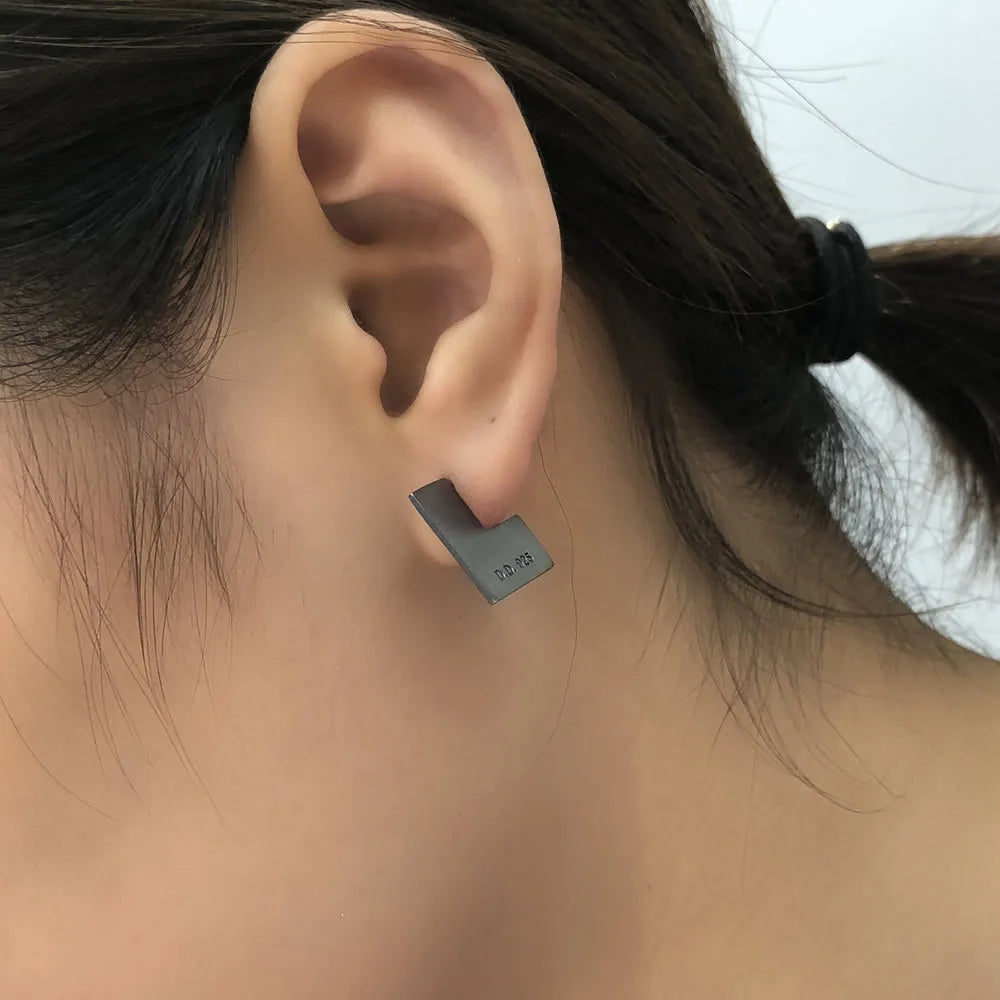 MKENDN Minimalist Design Vintage 100% 925 Sterling SIlver Geometric Square Stud Earring Men Women Gothic Circle Dark Jewelry