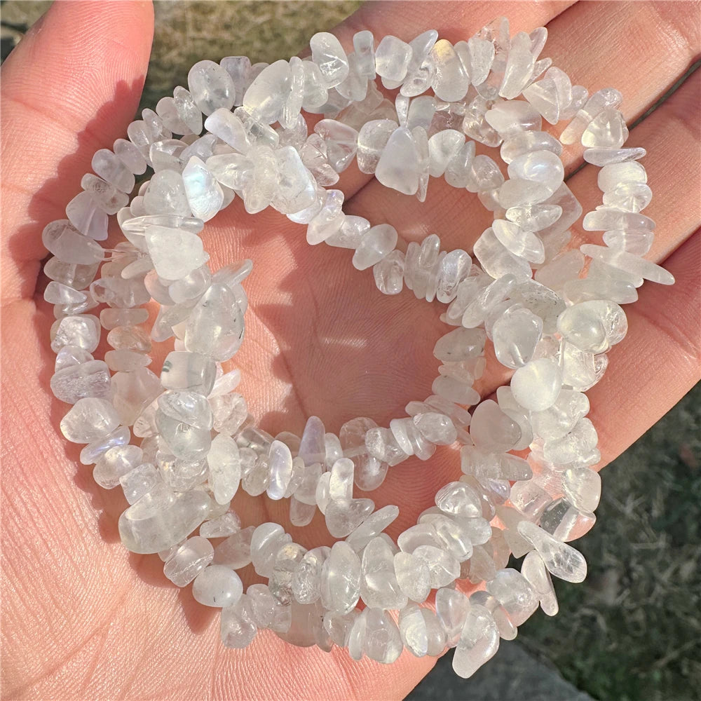 5-8mm Natural Blue Moonstone Beads White Cat Eye Crystals Opal Stone Loose Bead For Jewelry Making DIY Necklace Bracelet Rings