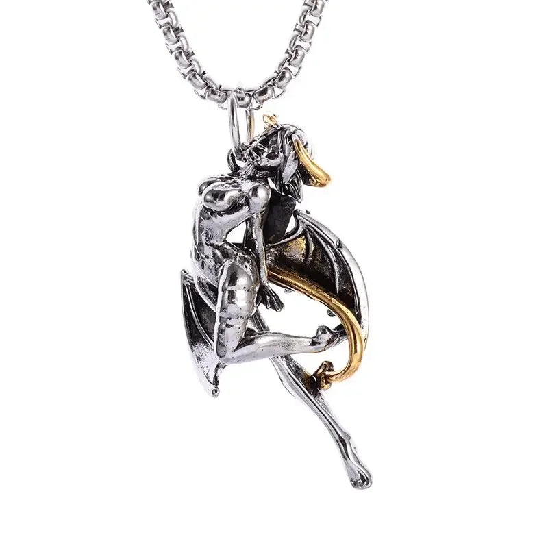 Gothic Vintage Reaper\\\\'s Scythe Necklace Life Ghost Devil Pendant Men\\\\'s Personality Halloween Trend Charm Jewelry Gift