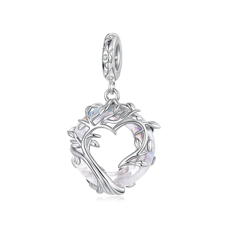 WOSTU 925 Sterling Silver Tree of Life Pendant Necklace For Women, Circle Rainbow Crystal Neckalce For Girls mom Family Gift