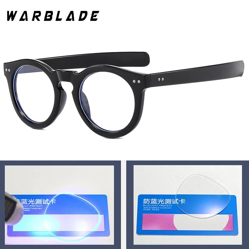 2025 Oversized Round Anti Blue Light Filter Glasses Men Rivets Frame Gaming UV400 Blue Ray Blocking Computer Women Eyeglasses