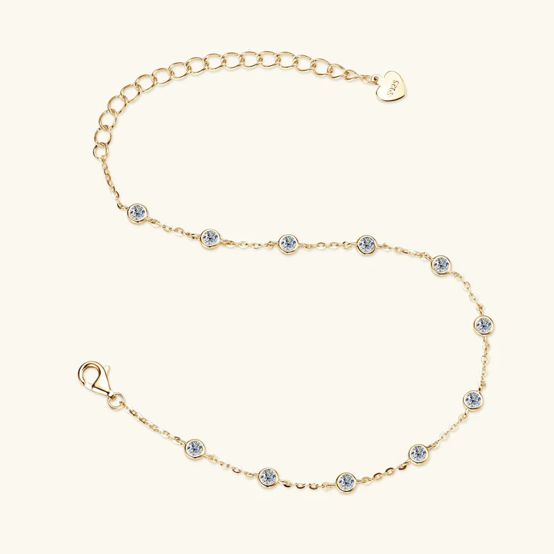 OXTAO 925 Sterling Silver Round Cut Moissanite Bracelet for Women Adjustable Chain Fashion Bracelets Wedding Jewelry Gifts Whole