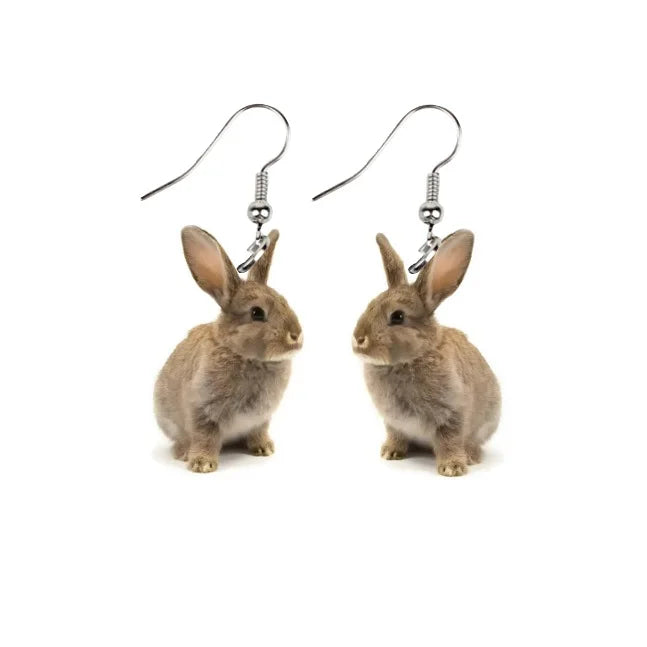 Boucles d'oreilles pendantes en acrylique pour femme, cadeau de Pâques, motif lapin mignon, bijoux intéressants pour festival et fête