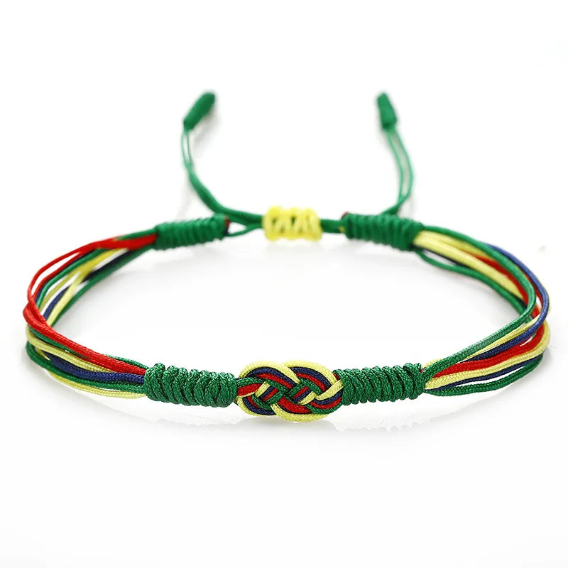 Stylish Handmade National Flag Color Bracelet Unisex Good Luck Weaven String Braslet Adjustable National Day Braclet Pulseria