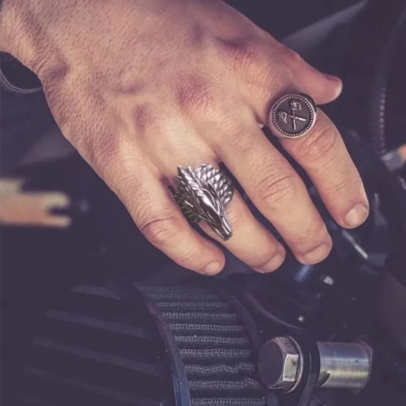 Retro Direwolf Ring The Song of Ice and Fire Punk Gothic Open Ring For Men Zinc Alloy Jewelry Game of Thrones Accessories Gifts