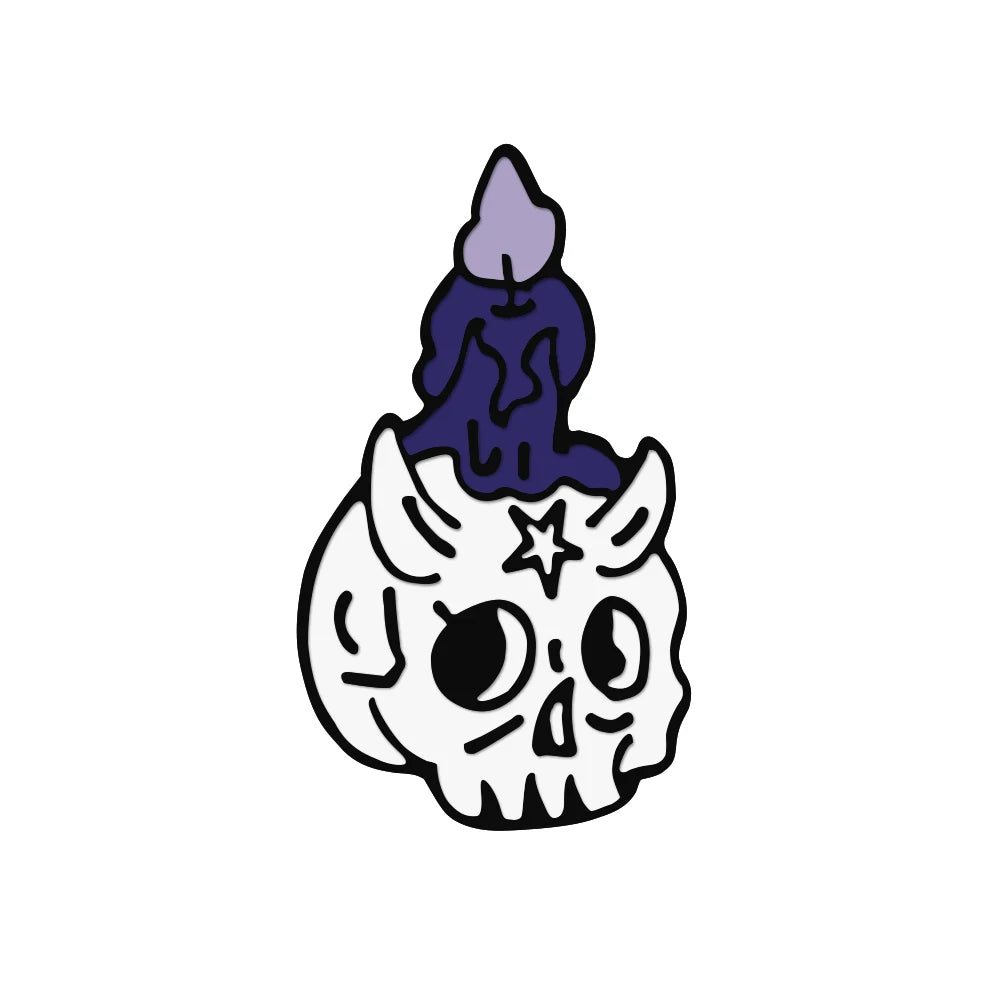 More Styles Halloween Day Punk Skeleton Enamel Pin Women Men Rose Flower Skull Brooches Metal Jean Coat Lapel Pin Badge Jewelry