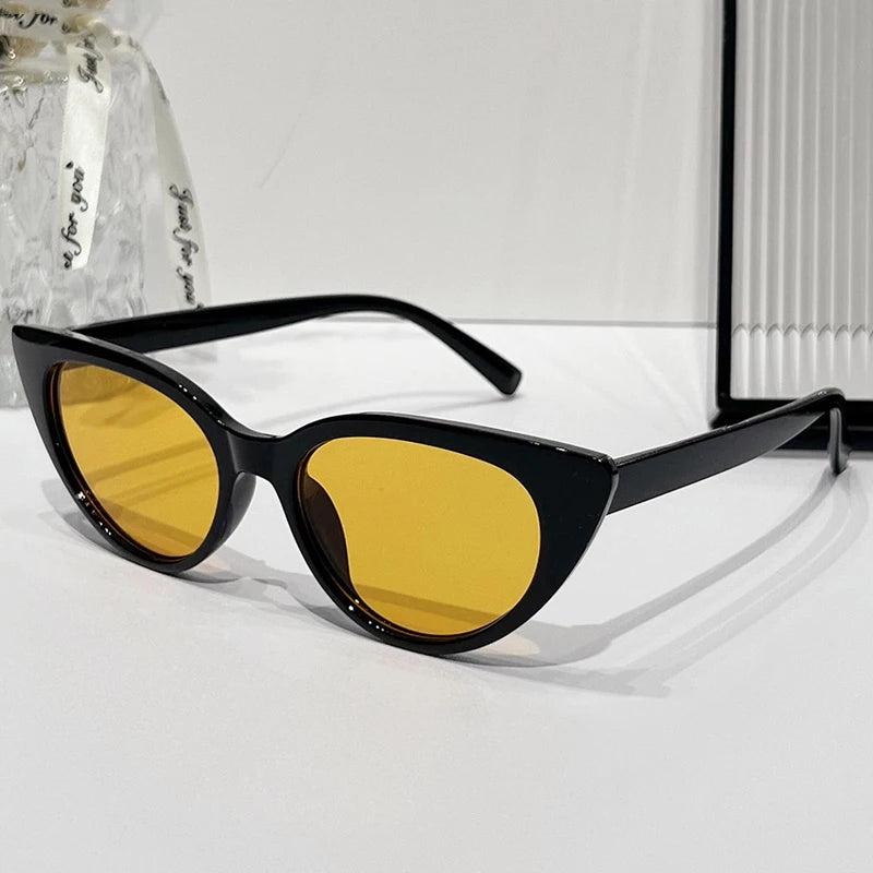 2025 Cute Sexy Vintage Cat Eye Sunglasses Brand Design Woman Small Triangle Retro Ladies Sun Glasses Thick Female Oculos De Sol