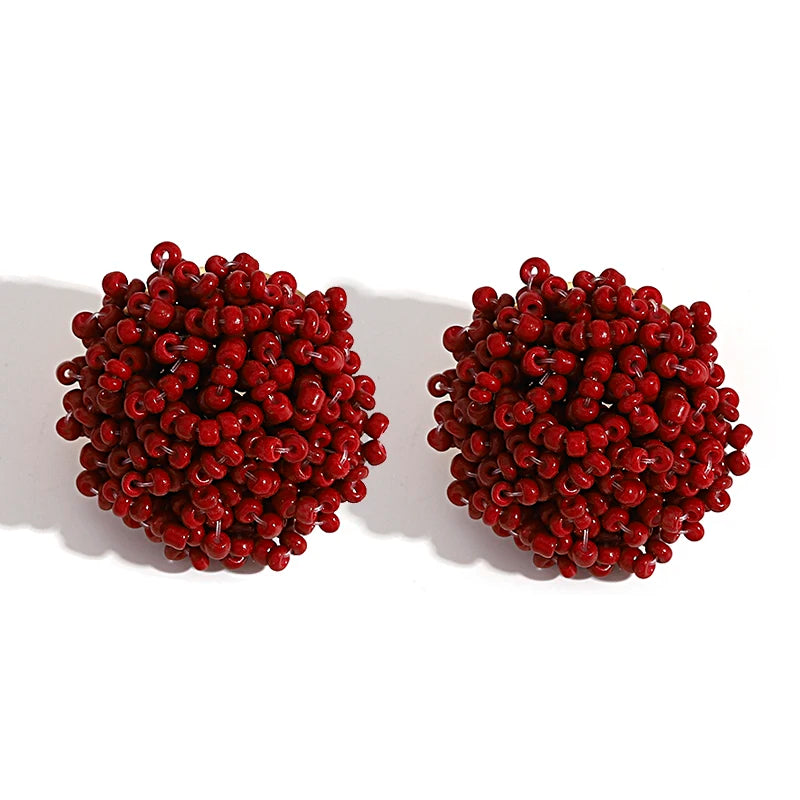 Aensoa Simple Multicolor Ethnic Resin Handmade Beaded Earrings For Women Accessories Bohemia Geometric Earrings Fashion Jewelry