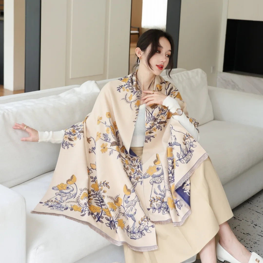 Print Cashmere Scarf Women Thick Warm Winter Blanket Brand Female Luxury Quality Shawl Wrap Bufanda 2025 Poncho Echarpe Pashmina