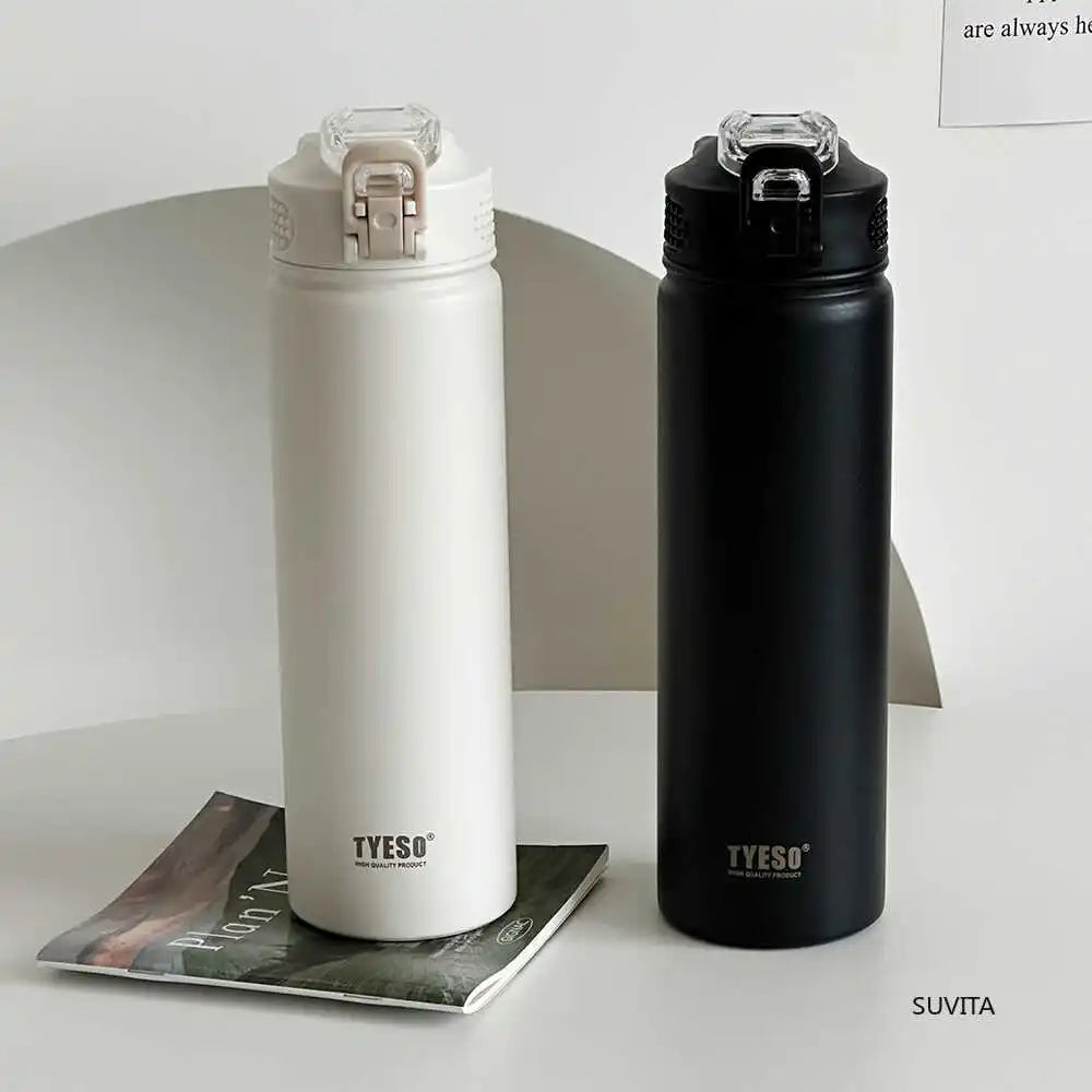 TYESO 600ML/750ML Thermos Water Bottle With Straw Stainless Steel Car Thermal Sports Cup Keeps Cold and Heat Thermal Travel Mug - Madeinsea©