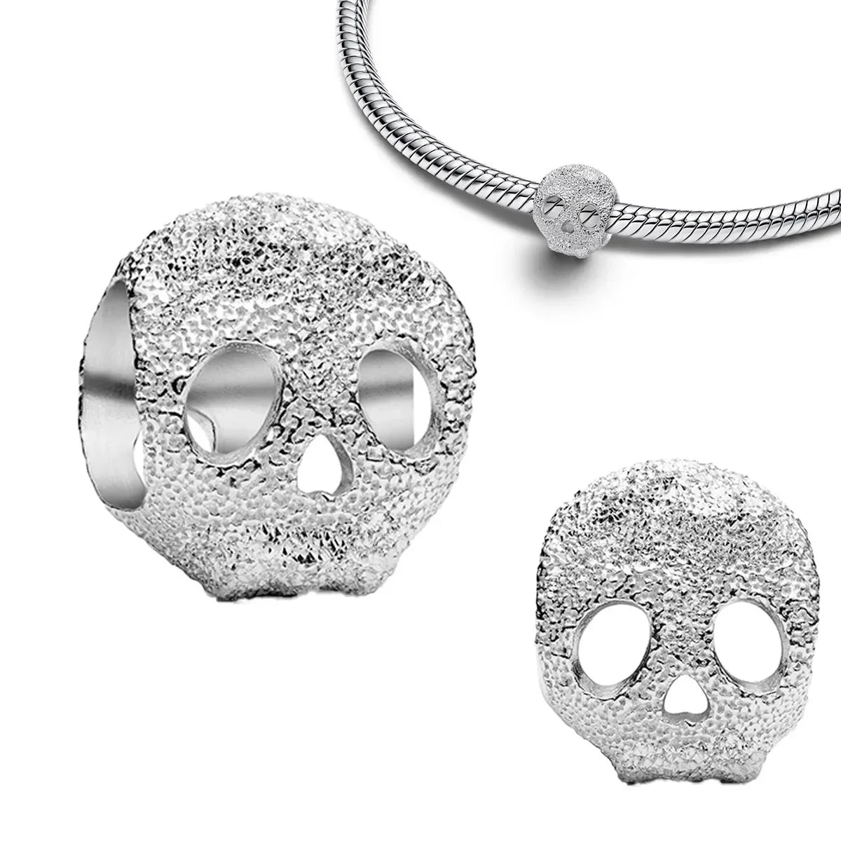 Halloween 925 Sterling Silver Skull Charm Luminous Pumpkin Bat Ghost Coffin Bead Pendant Ring Necklace Bracelet DIY Jewelry Gift