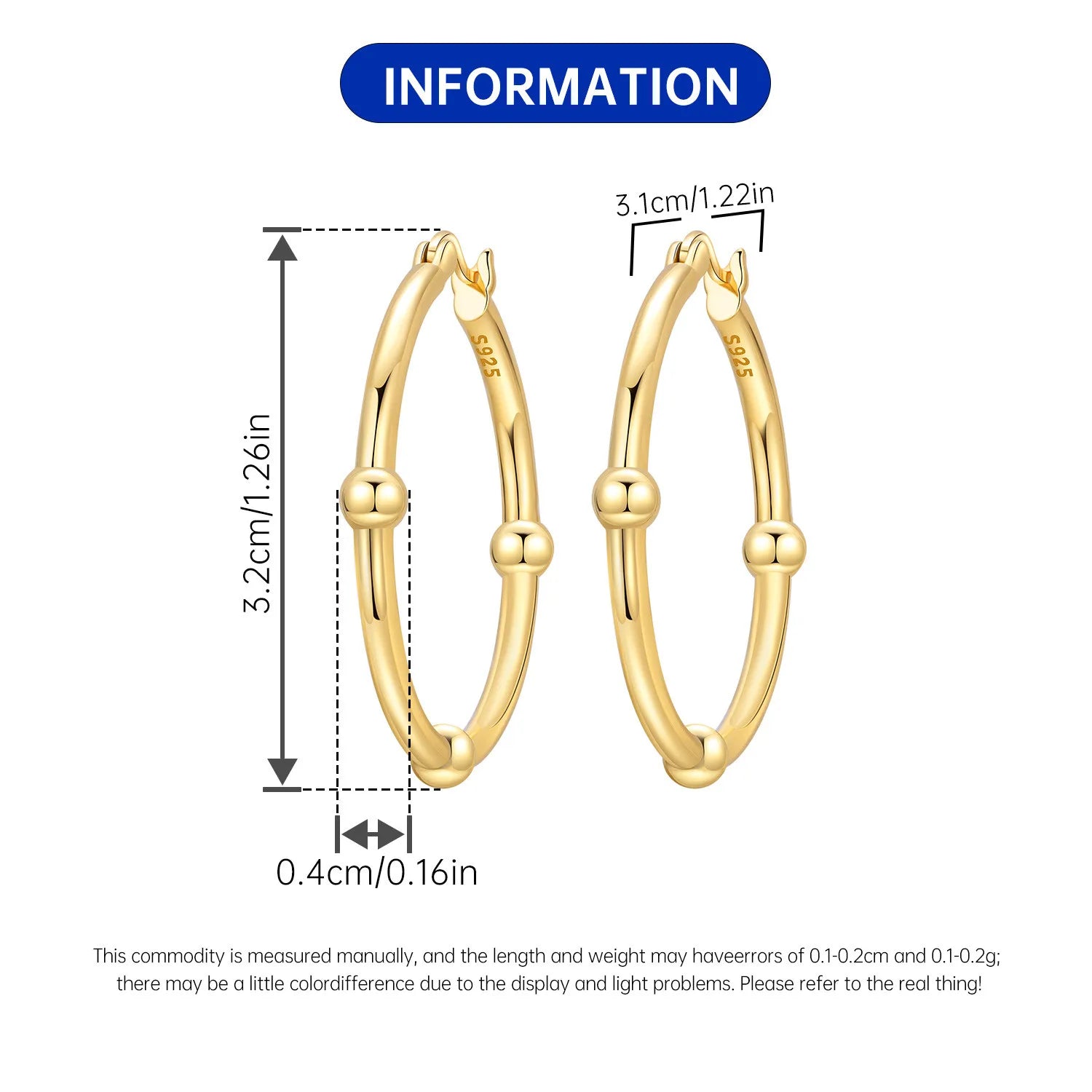 PANPOKI S925 Sterling Silver Golden Minimalist Geometric Earrings Versatile Hoop Earrings For Women Jewelry Original Party Gift