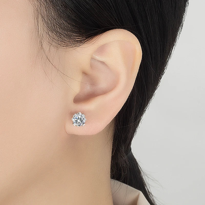 PERFANY 0.3-2CT Moissanite Stud Earrings Women S925 Pure Silver Shining Laboratory Cultivate Diamond Fashion High Jewelry - Madeinsea©