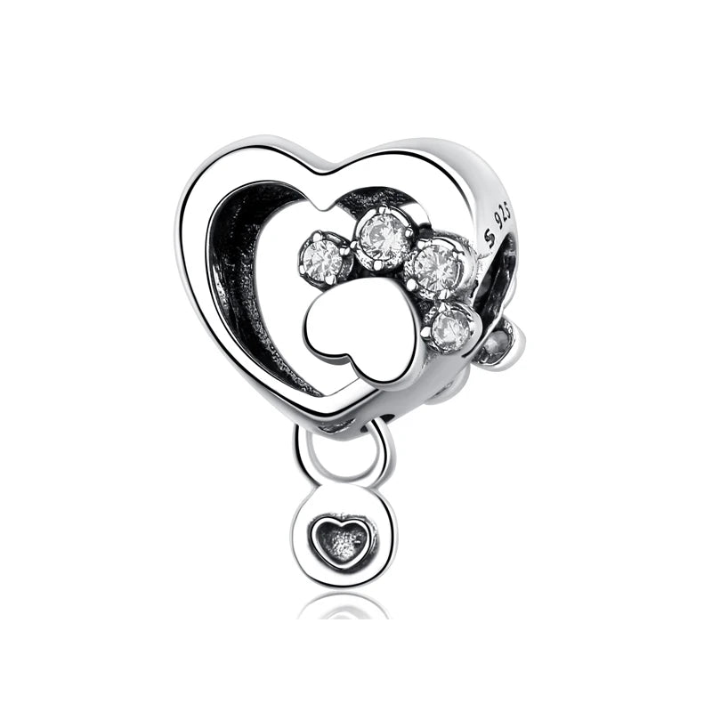 Original 925 Sterling Silver Charms Love Pets Dog Cat Paw Print Pendant Beads Fit Brand Bracelets Necklaces Women DIY Jewelry - Madeinsea©