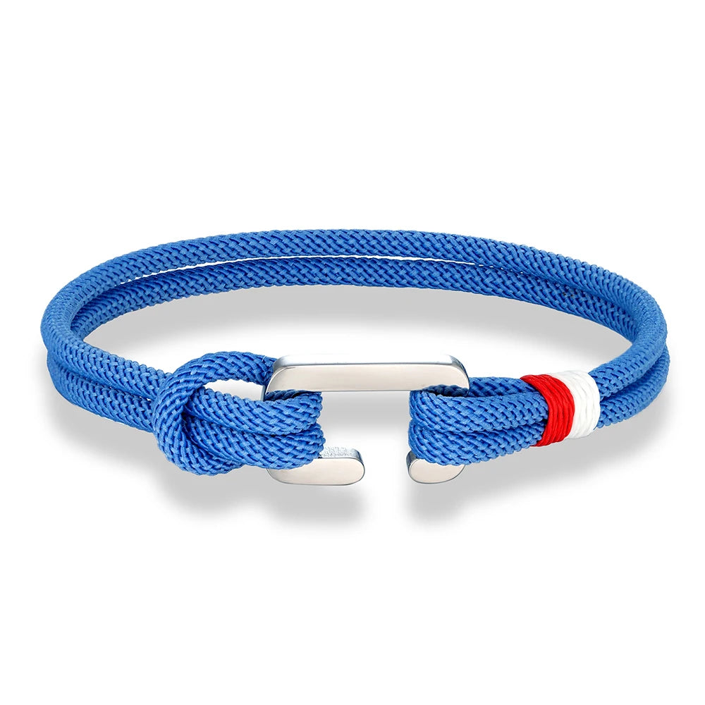 MKENDN Simple Style Braided Nylon Rope Bracelet Stainless Steel Mini C Clasp Survival Bracelet for Men Women Couple Boho Gifts