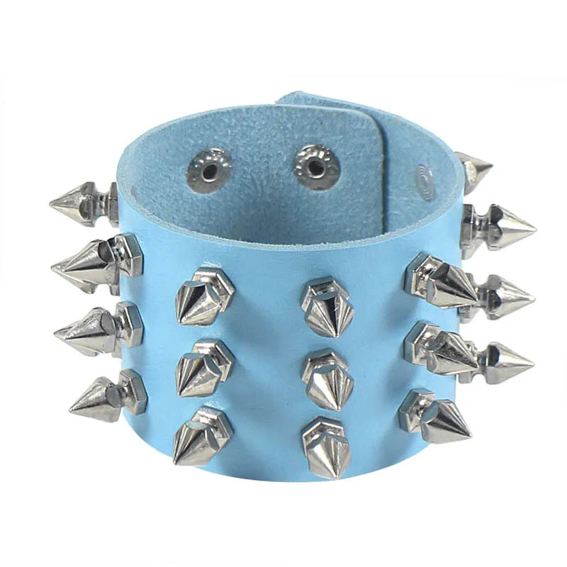 Vintage Leather Bracelets Punk Row Cuspidal Spikes Rivet Stud Wide Cuff PU Leather Punk Gothic Rock Unisex goth accessories