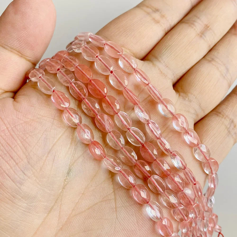 Fashion Natural Oval Shape Stone Bead Faceted Jades Tiger Eye Jaspers Loose Spacer Beads DIY Necklace Bracelet Earrings 6x8mm