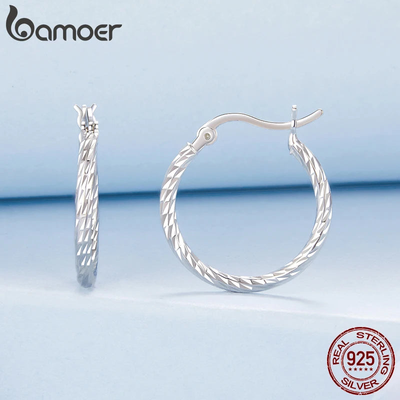 BAMOER 925 Sterling Silber Creolen für Damen, leichte, große Creolen, hypoallergen, trendige Möbius-Creolen