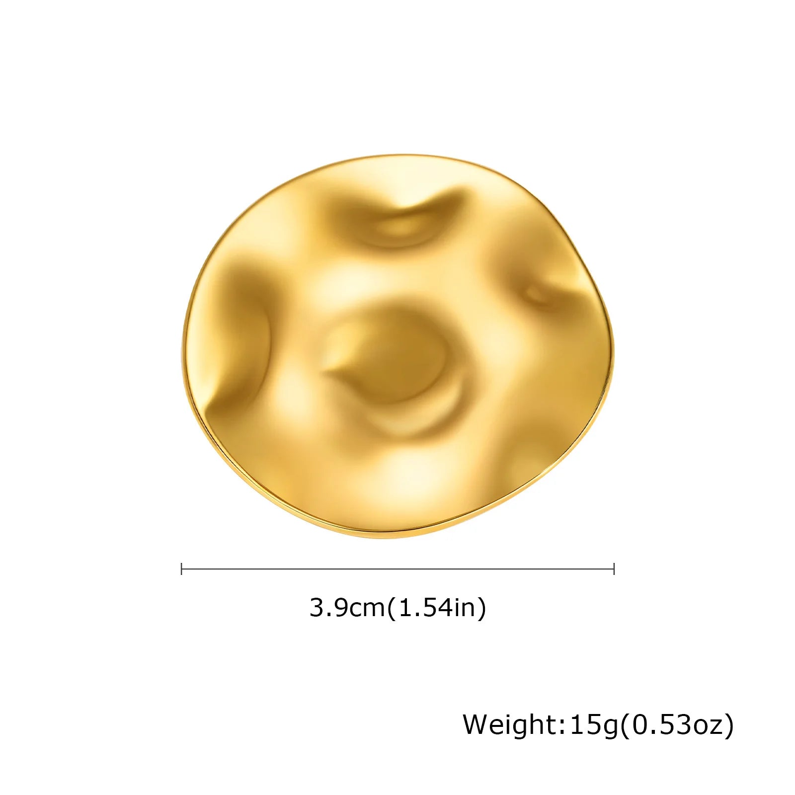 Vnox Irregular Round Textured Broochs For Women Girl Stainless Steel Gold Color Exaggerate Brooch Trendy Daily Jewelry Gift