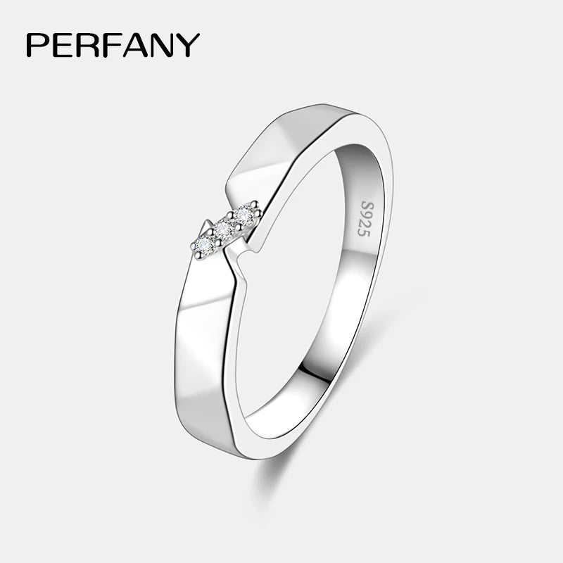 PERFANY All Moissanite Ring for Women Men S925 Pure Silver Couple Ring Simple Wedding Fashion Jewelry Birthday Gift - Madeinsea©