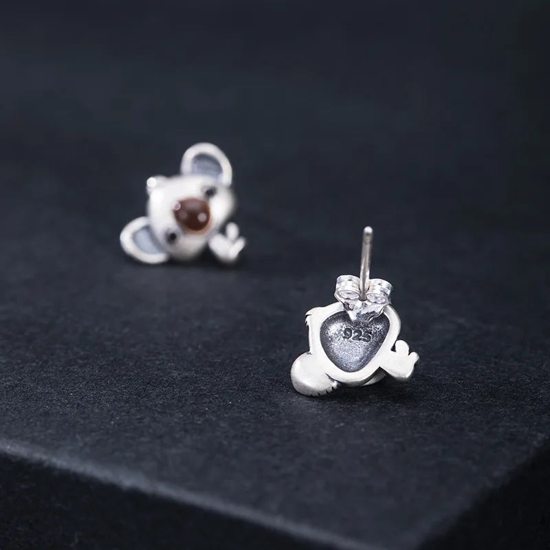 Boucles d'oreilles MKENDN Vintage en argent sterling 925, mini koala créatif, bijoux tendance pour femmes et jeunes filles, cadeau idéal pour étudiantes