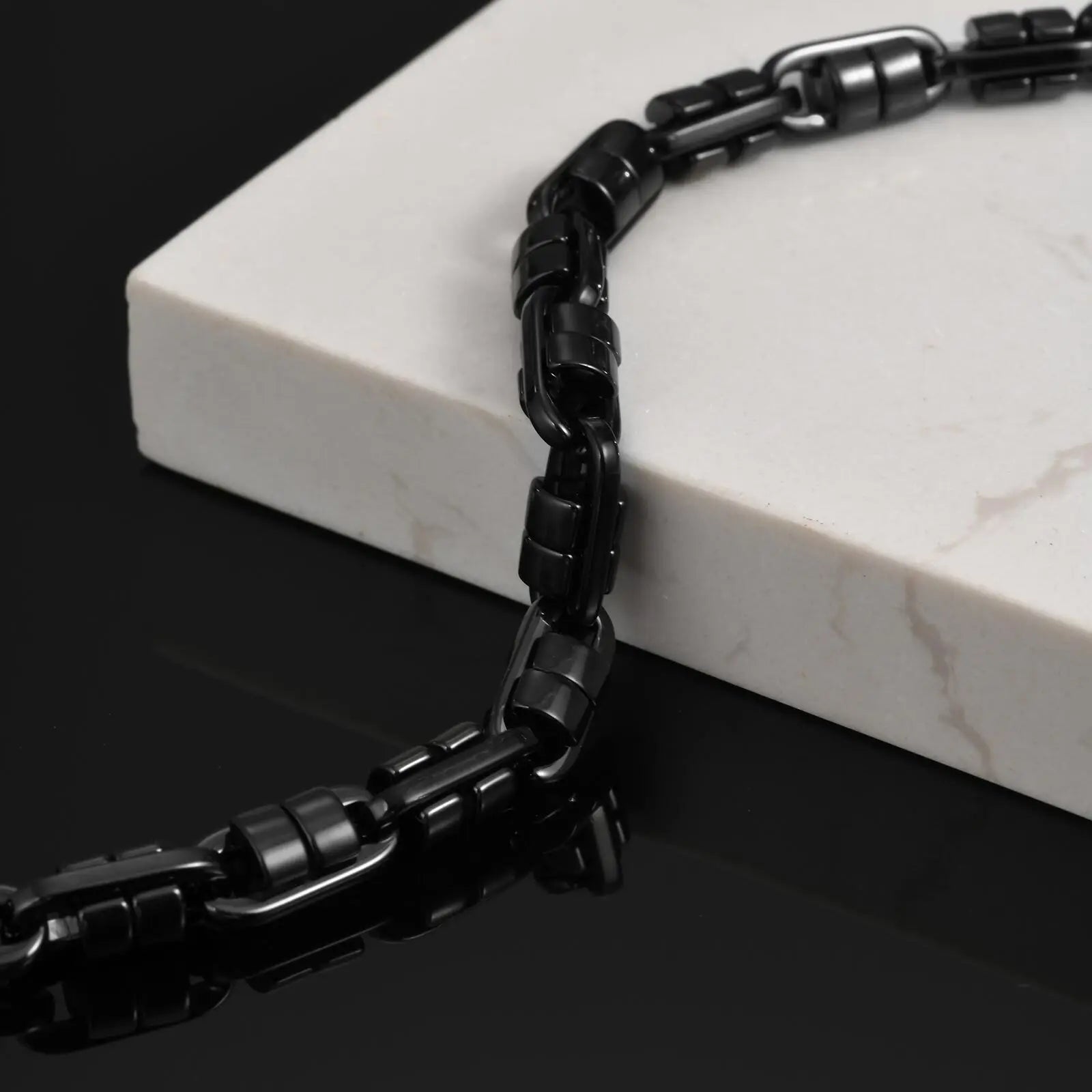Vnox Black Round Byzantine Link Chain Bracelets, Stylish 2025 New Stainless Steel Wristband, Handmade Punk Rock Jewelry