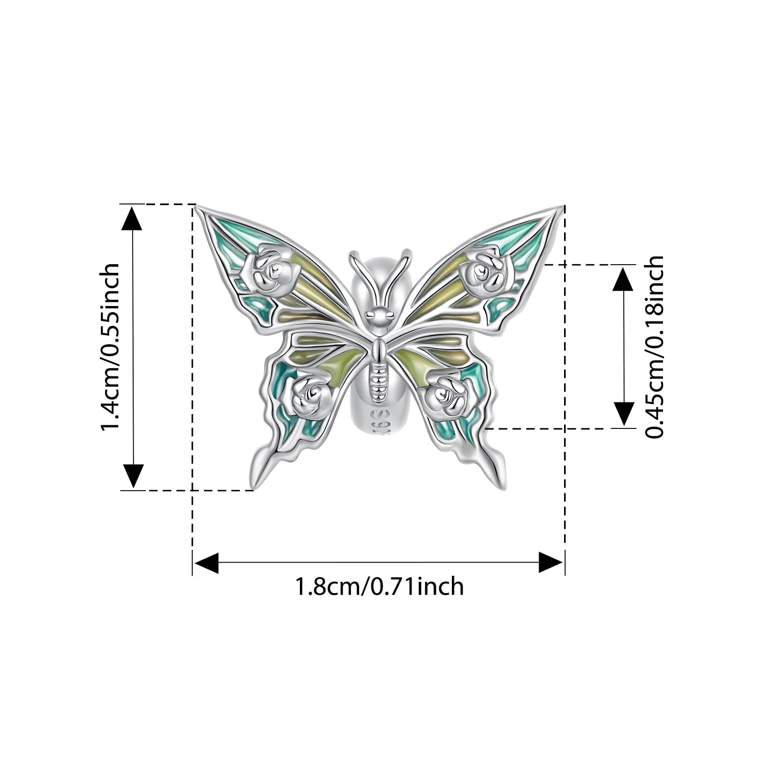 BISAER 925 Sterling Silver Butterfly Flower Silicone Charm Bead Dragonfly Crab Pendant For Women Girl DIY Bracelets Fine Jewelry