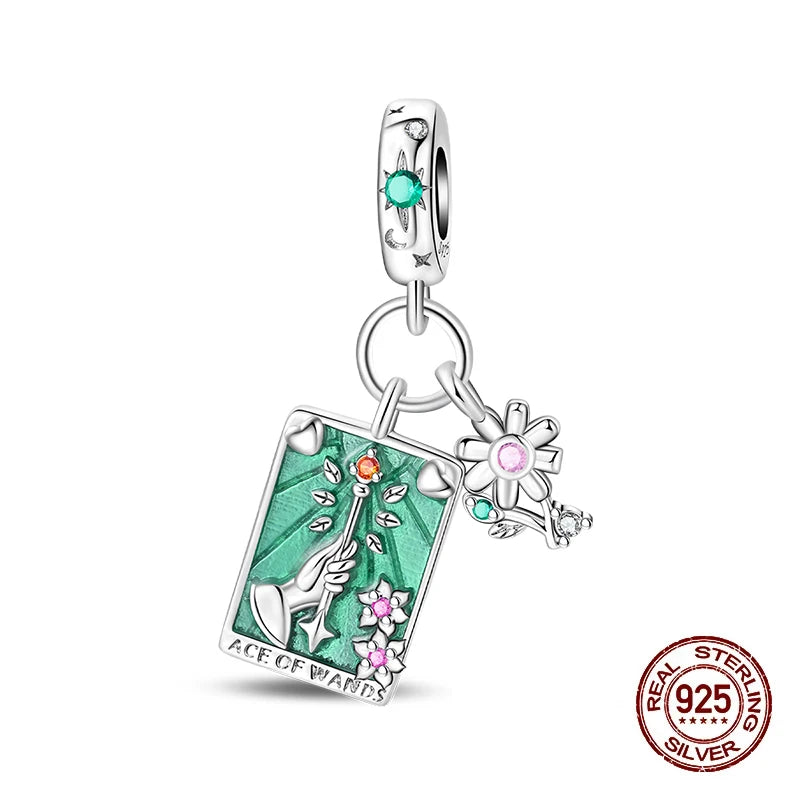 New 925 Silver Queen Scepter Treasured Sword Magic Tarot Charms Beads Fit 3mm 925 Original Bracelets DIY Birthday Jewelry