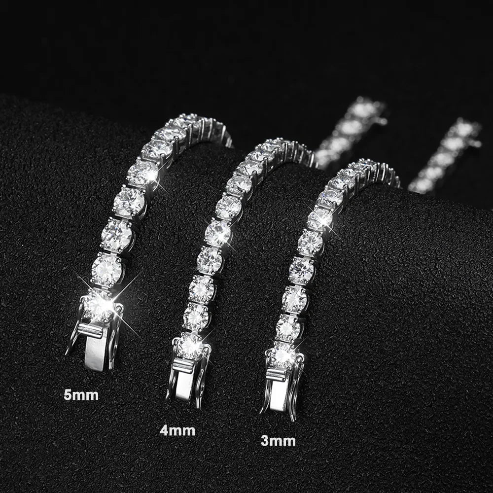 Serenity 3mm 4mm 5mm D Moissanite Tennis Bracelet Women Man Gift S925 Sterling Silver Sparkling Lab Diamond Hand Chain Jewelry - Madeinsea©