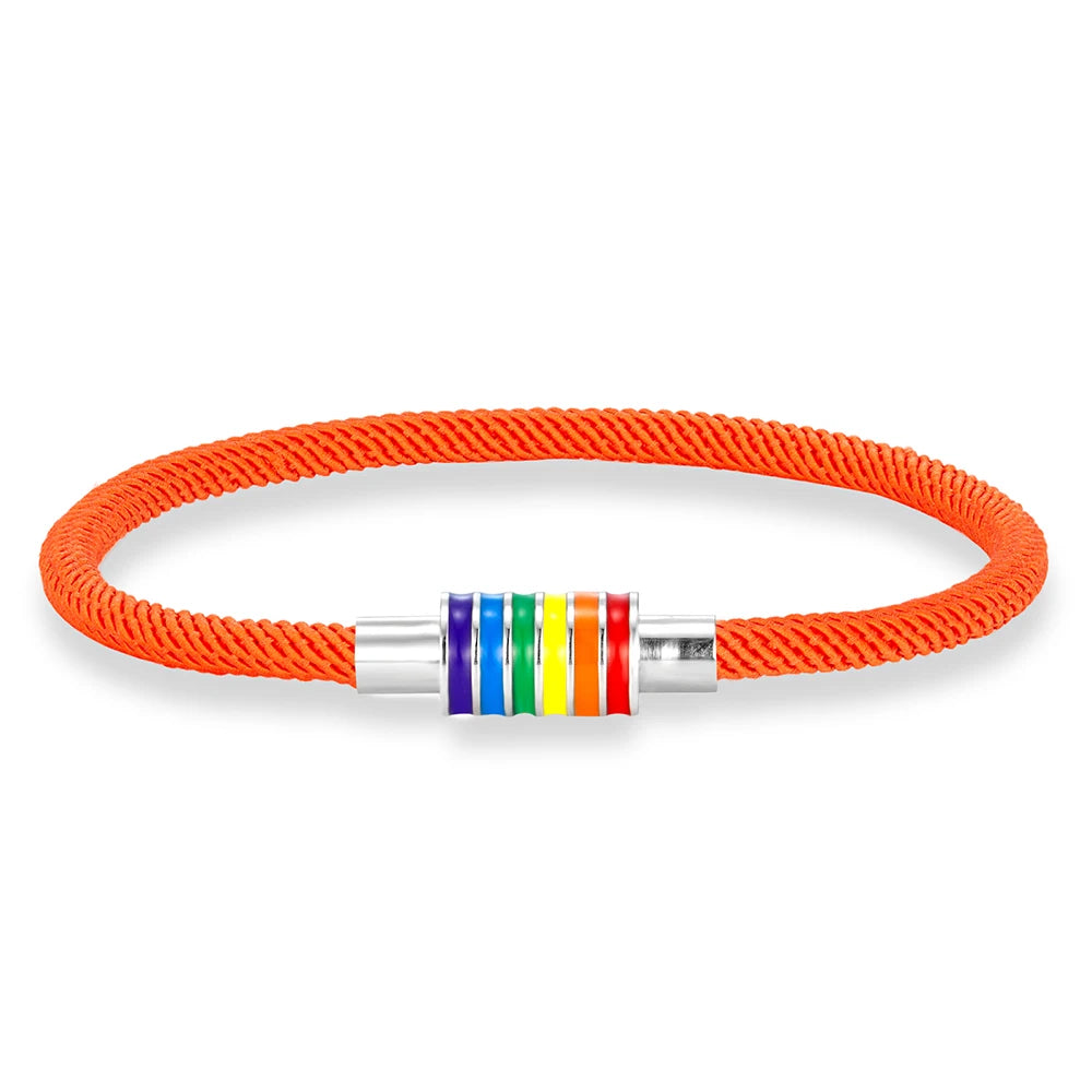 MKENDN Minimalist Rope Bracelet Unisex Stainless Steel Rainbow Clasp Waterproof Natuical Rope Braslet Gift For Lovers LGBT