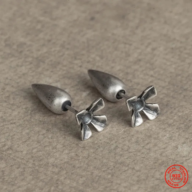 MKENDN 100% 925 Sterling Silber Kreativer Retro-Karotten-Ohrstecker Punk Street Style Ohrstecker für Damen und Herren Party Schmuck Geschenk