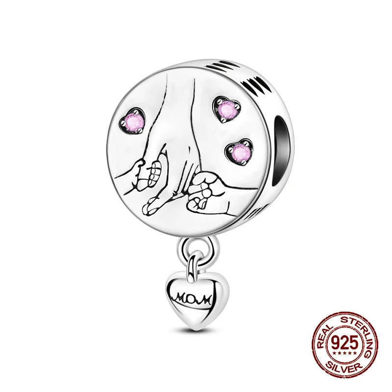 Fashion 925 Sterling Silver Heart Shape Tree Of Life Mother Sister Hug Charms Beads Fit Original Bracelets Fine DIY Jewelry Gift