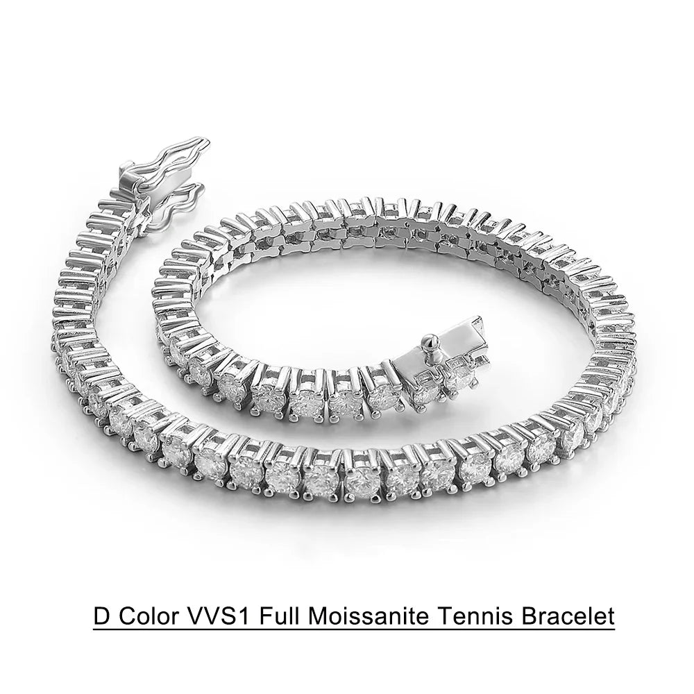 Serenity 3mm 4mm 5mm D Color Moissanite Tennis Bracelet Women Man 100% 925 Sterling Silver Plated 18K Lab Diamond Hand Chain GRA - Madeinsea©