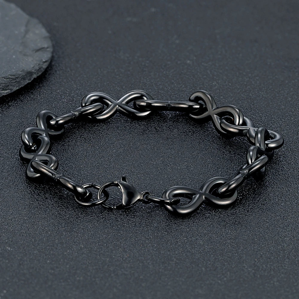 MKENDN Infinity Bracelet Fashion 316L Stainless Steel Metal Chain 18K Gold Plated Waterproof Jewelry for Women Bijoux Femme