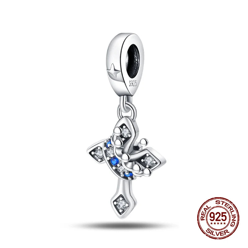 Classic 100% 925 Sterling Silver Daemon Angel Cross Evil Eye Charms Beads Fit 3mm 925 Original Bracelets DIY Party Jewelry