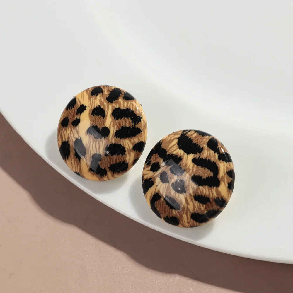 Fashion Acrylic Leopard Print Heart Star Multiple Shapes Earrings Resin Geometric Earring Woman 2024 Design Jewelry