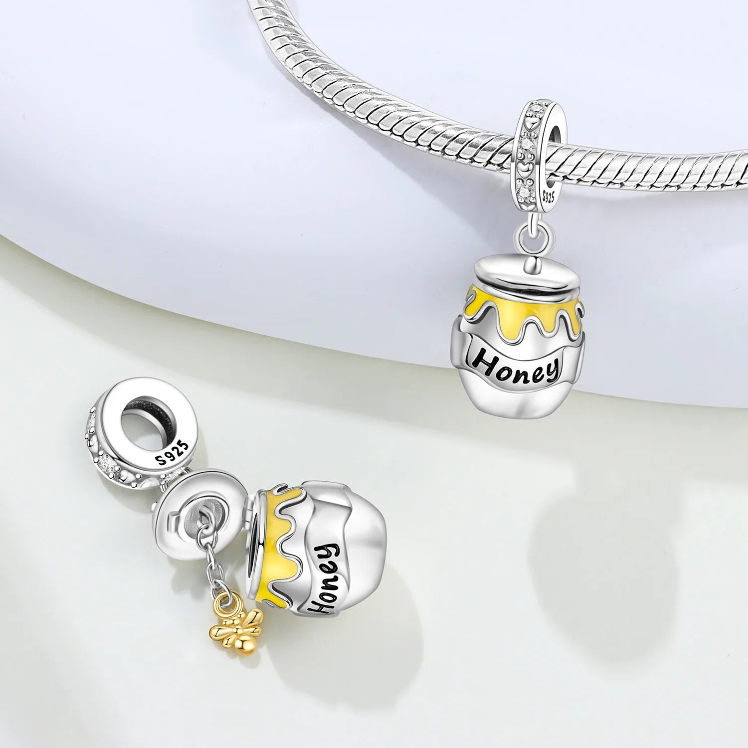 PANPOKI 925 Sterling Silver Honey Jar Beads Original Pendant Bracelet Charm Jewelry Party DIY Trendy Gifts