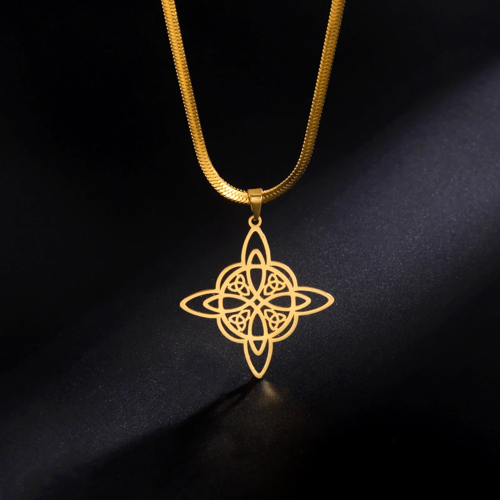 Fashion Witch Knot Necklace for Women Gold Color Stainless Steel Snake Chain Necklace Jewelry Christmas Gift Wholesale