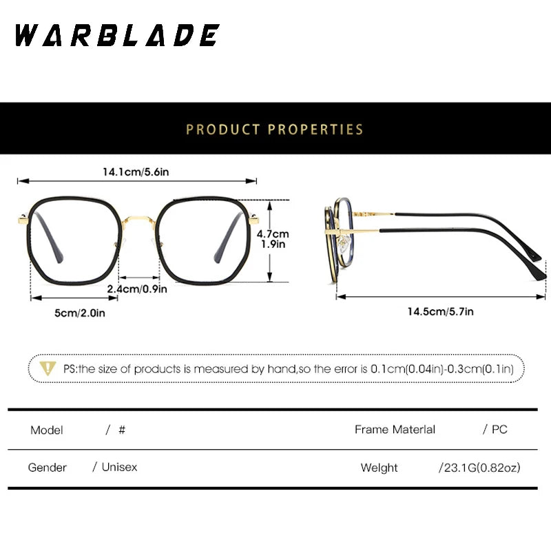 New Simple Square Metal Anti Blue Light Glasses Men Women Oversized Retro Optical Spectacles Frame Fashion Prescription Eyeglass